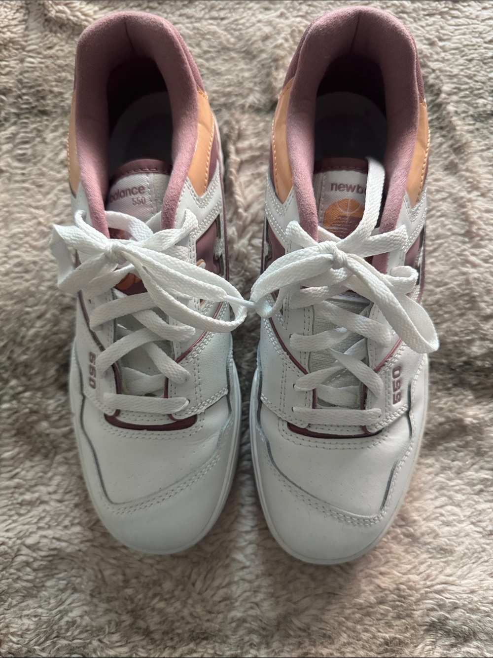 New Balance 550 White Pink Peach Low-Top Sneakers